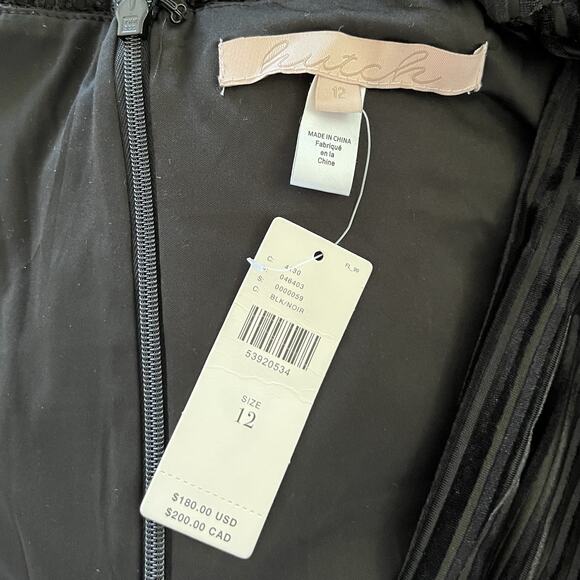 Anthropologie HUTCH Velvet Stripe Wide Leg Jumpsuit Size 12 Black Event Occasion - Picture 6 of 8